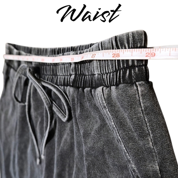 Black Acid Wash Drawstring Skirt Mainstrip Sz L Normcore Casual Cotton Comfycore - Picture 7 of 9